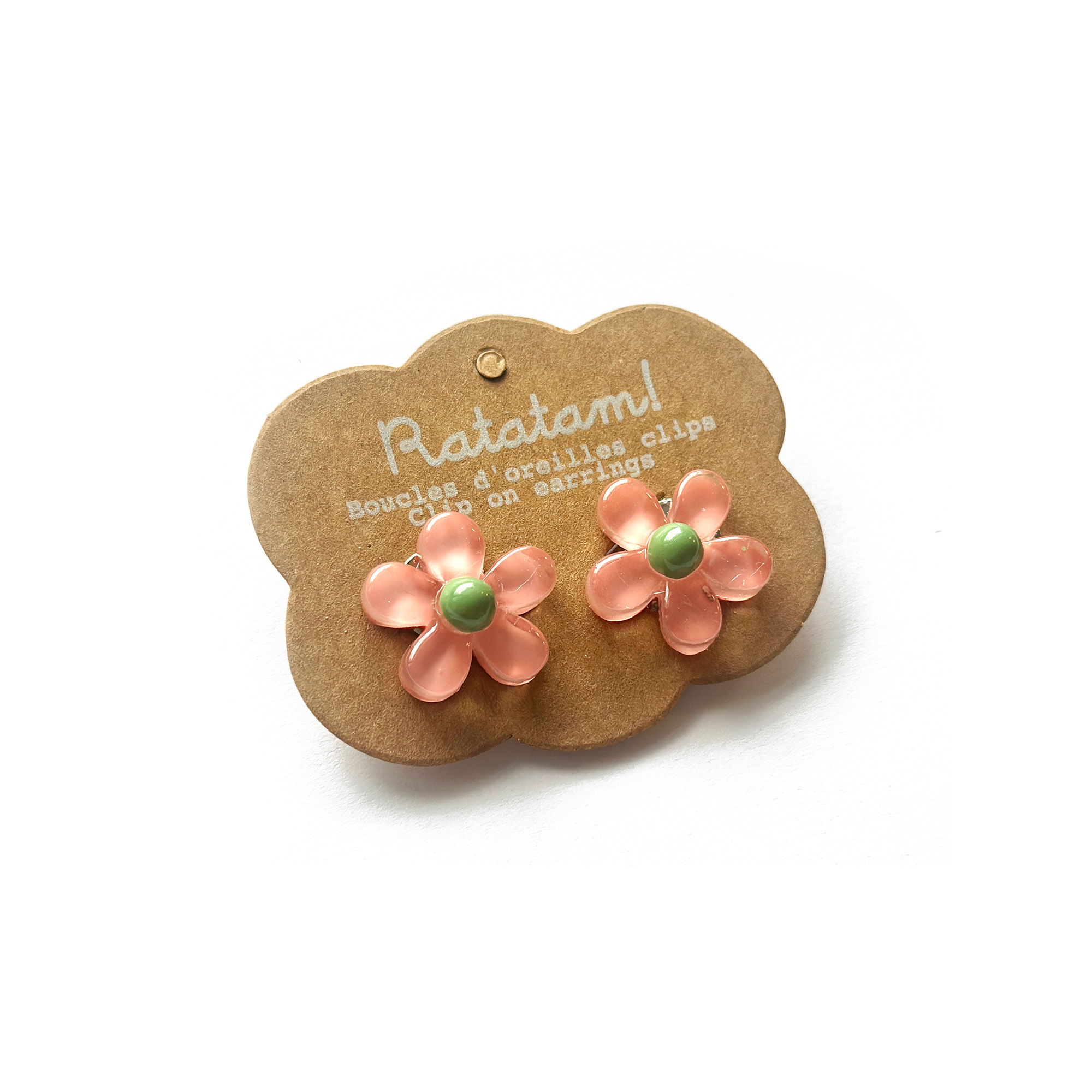 EA-00031-CR BOUCLES D'OREILLES A CLIPSER CORAIL POUR ENFANTS RATATAM