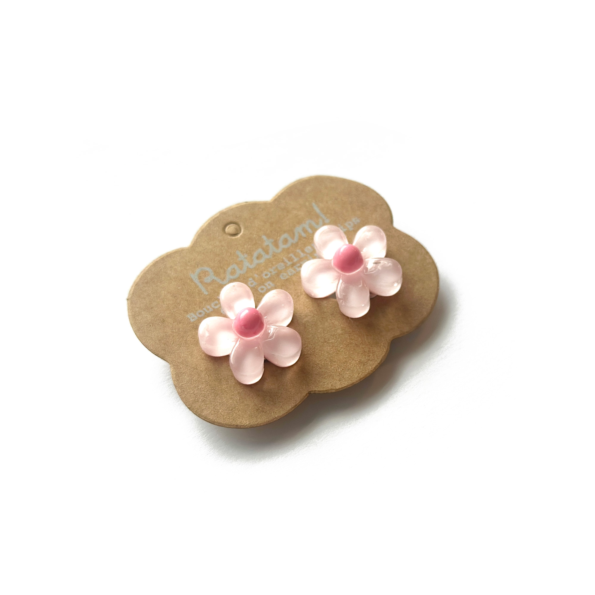 EA-00031-PK BOUCLES D'OREILLES FLEURS ROSE ENFANT A CLIPSER RATATAM