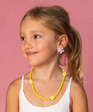 BOUCLES D'OREILLES A CLIP FLEUR VIOLET POUR ENFANT - CLIP ON EARRING PURPLE FLOWERS