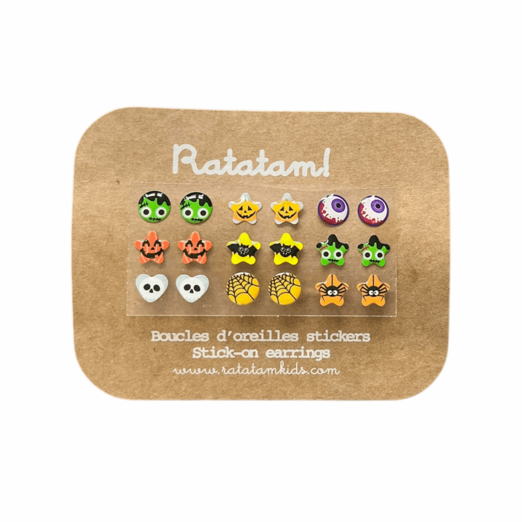 9 paires boucles oreilles autocollantes halloween BO-00037