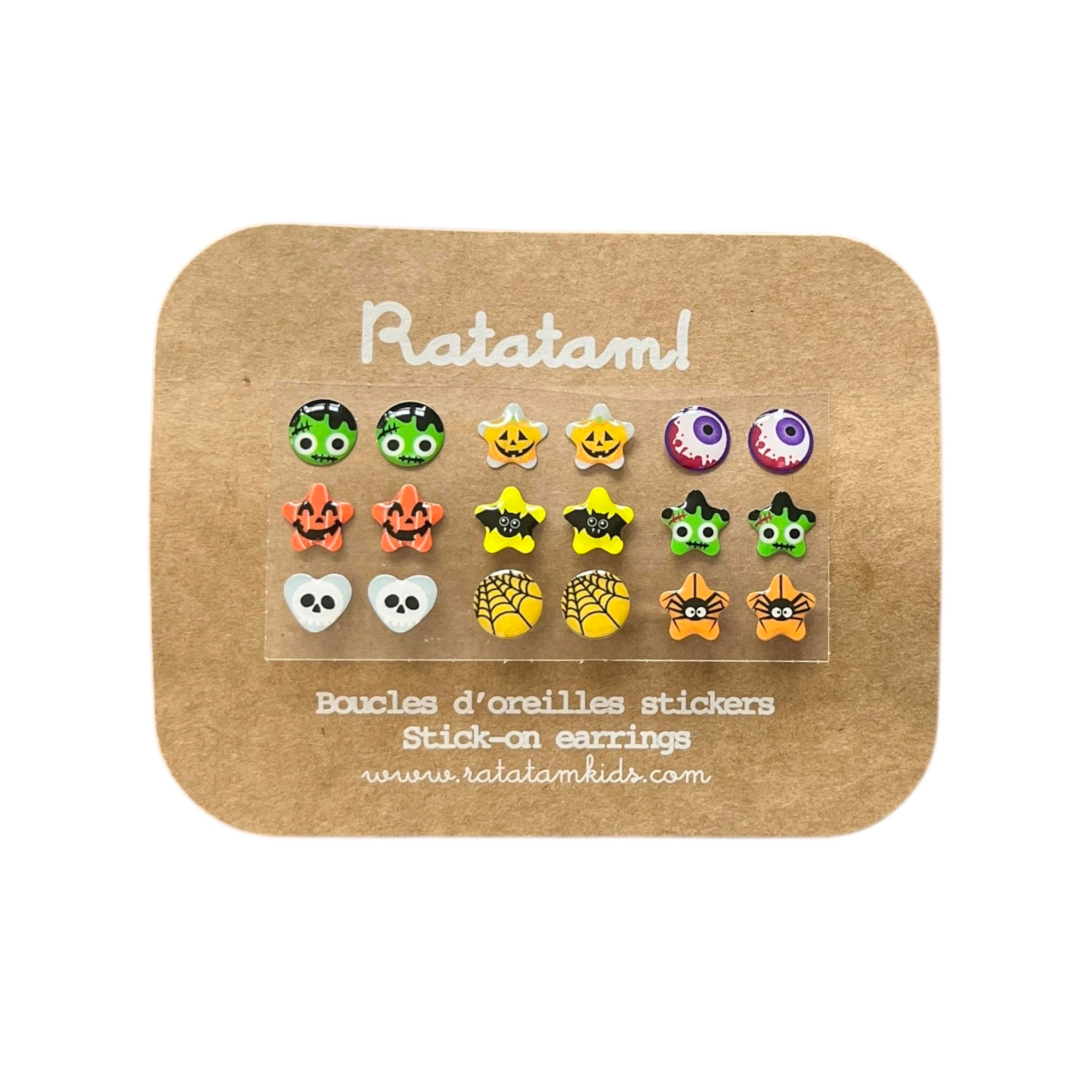 9 paires boucles oreilles autocollantes halloween BO-00037