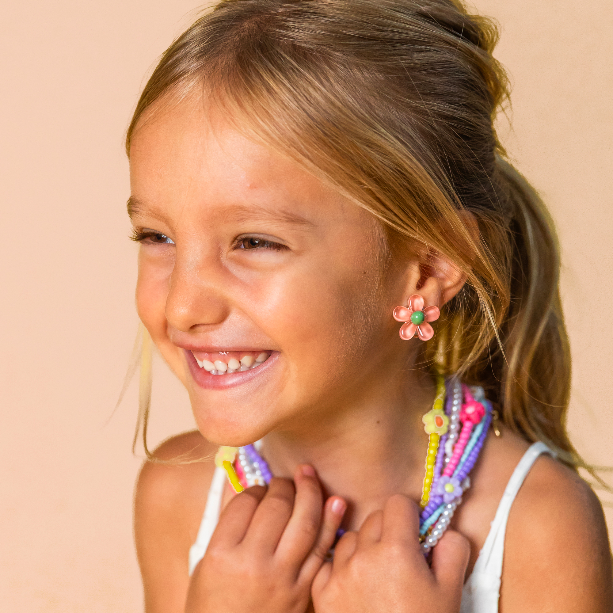 COLLIER ET BOUCLES D'OREULLES FLEURS BIJOUX ENFANTS MAMAN ADO RATATAM