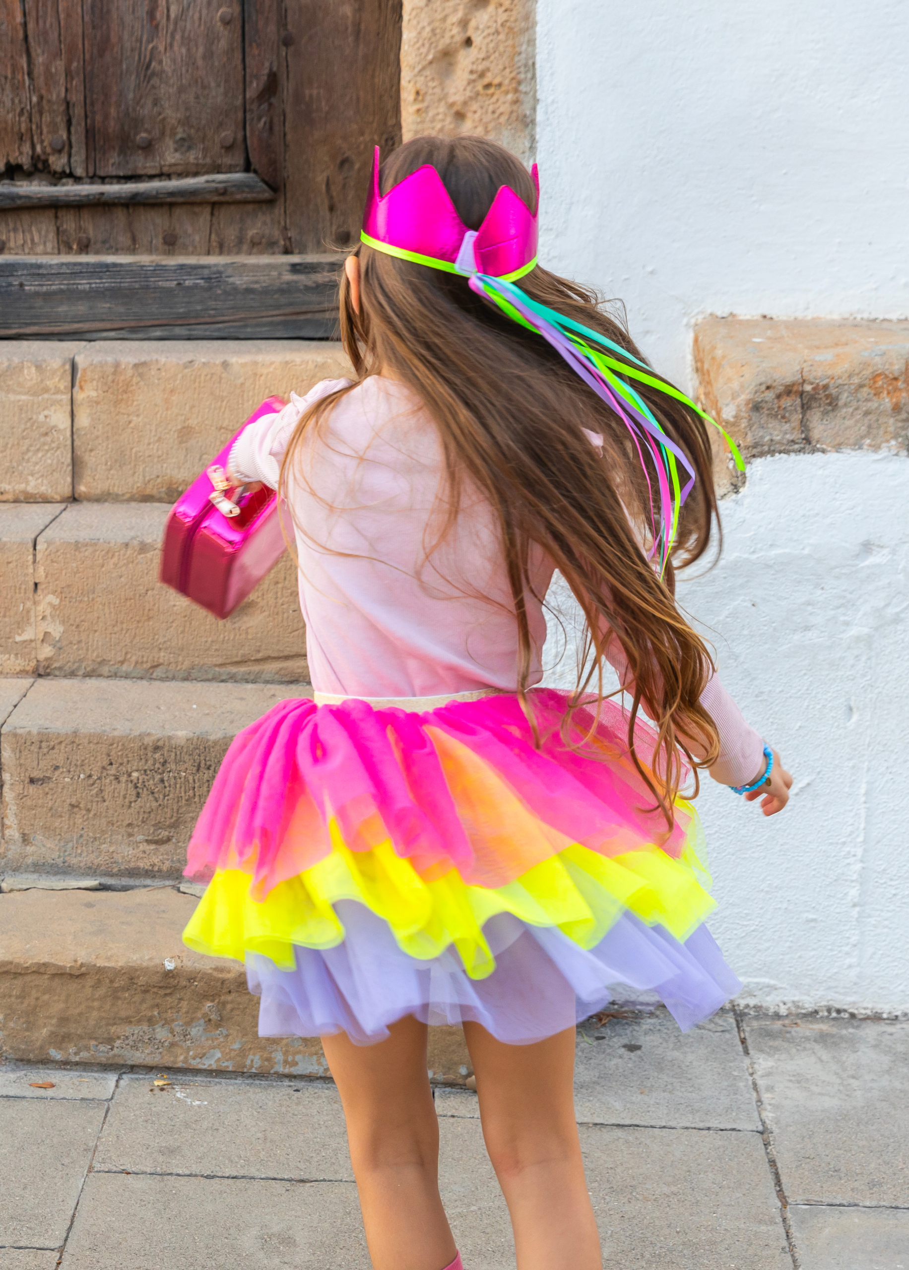 JUPE PUNKY.A VOLANTS FLUO DEGUISEMENT ENFANTS RATATAM