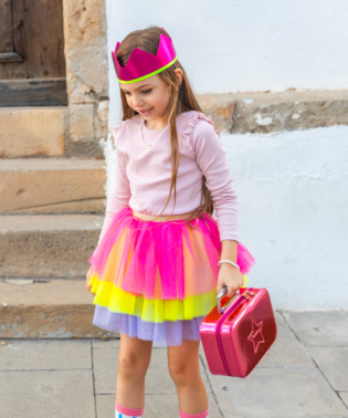 JUPE PUNKY.A VOLANTS FLUO DEGUISEMENT ENFANTS RATATAM