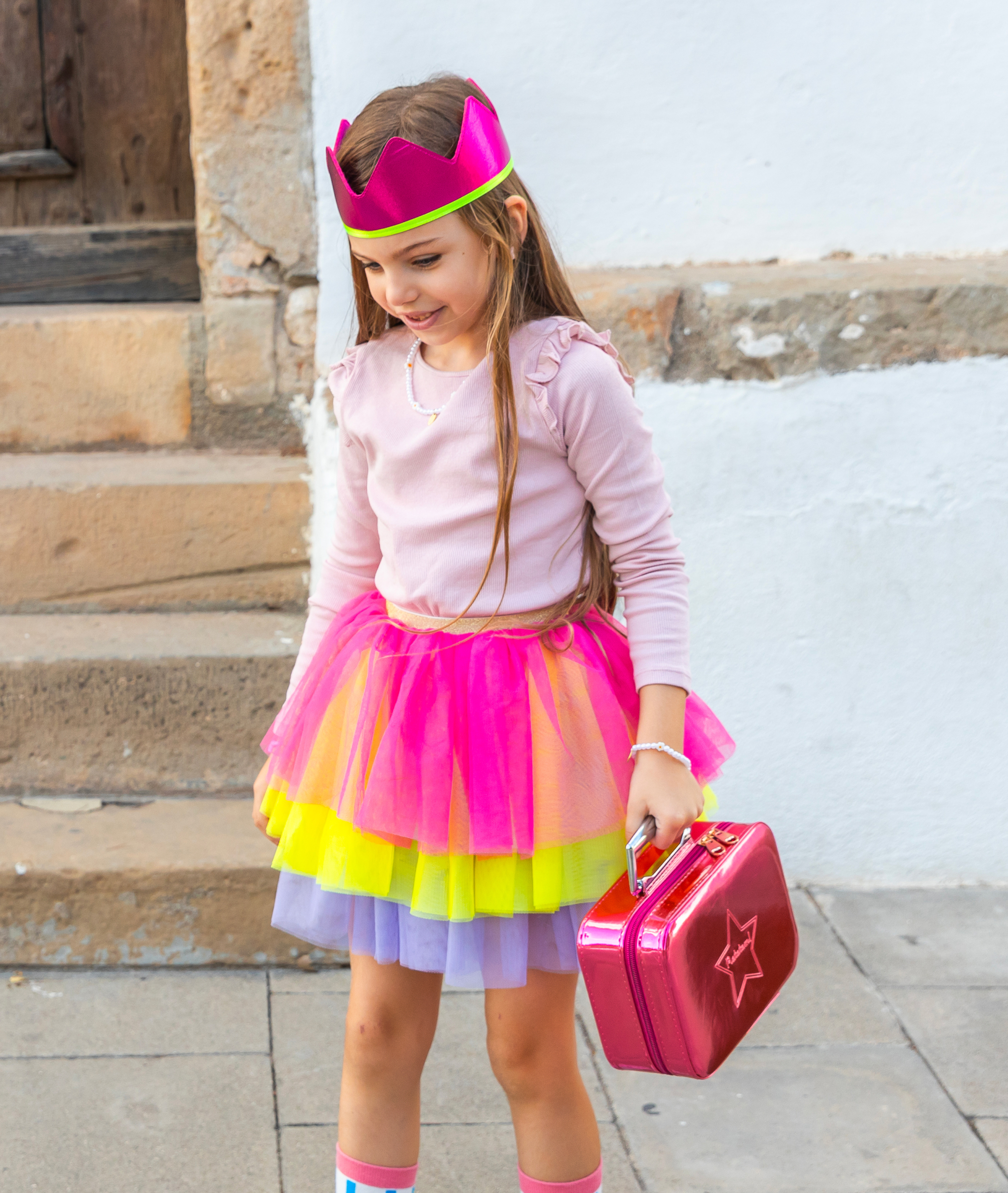 JUPE PUNKY.A VOLANTS FLUO DEGUISEMENT ENFANTS RATATAM