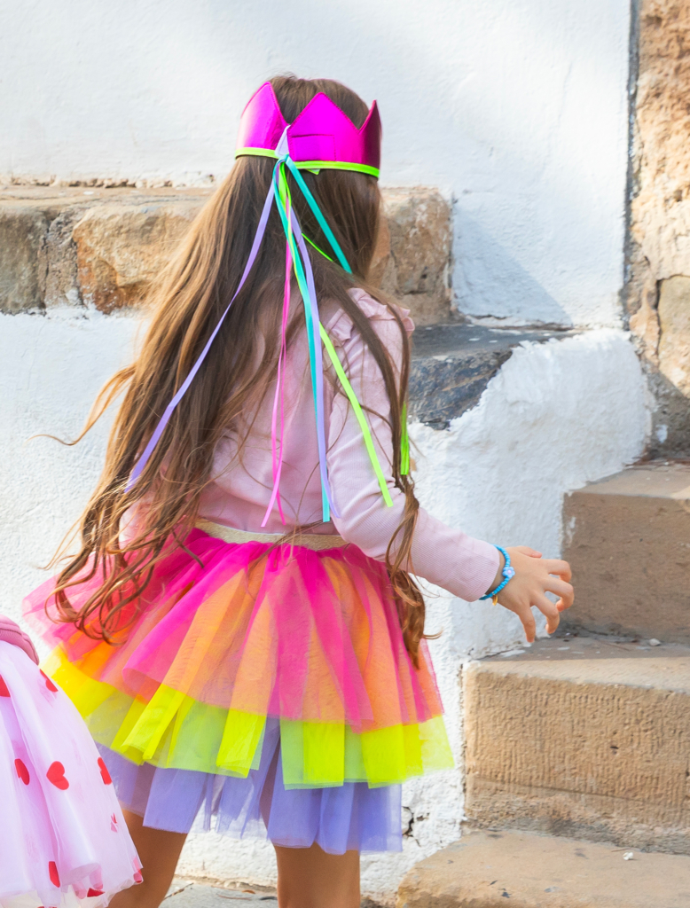 JUPE PUNKY.A VOLANTS FLUO DEGUISEMENT ENFANTS RATATAM