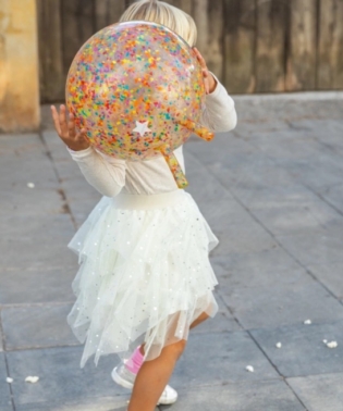 JUPE MERCREDI A VOLANTS BEIGE DEGUISEMENT ENFANTS