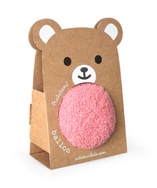 Balle ourson peluche 12 cm - Rose