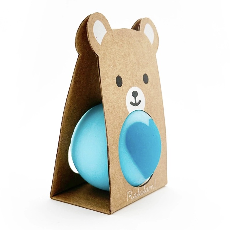 BALLE REBONDISSANTE OURSON BLEUE - PINK BLUE BOUNCY BALL - JOUET POUR ENFANT RATATAM