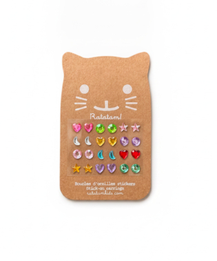 BOUCLE DOREILLES AUTOCOLLANTES DIAMANT MULTICO