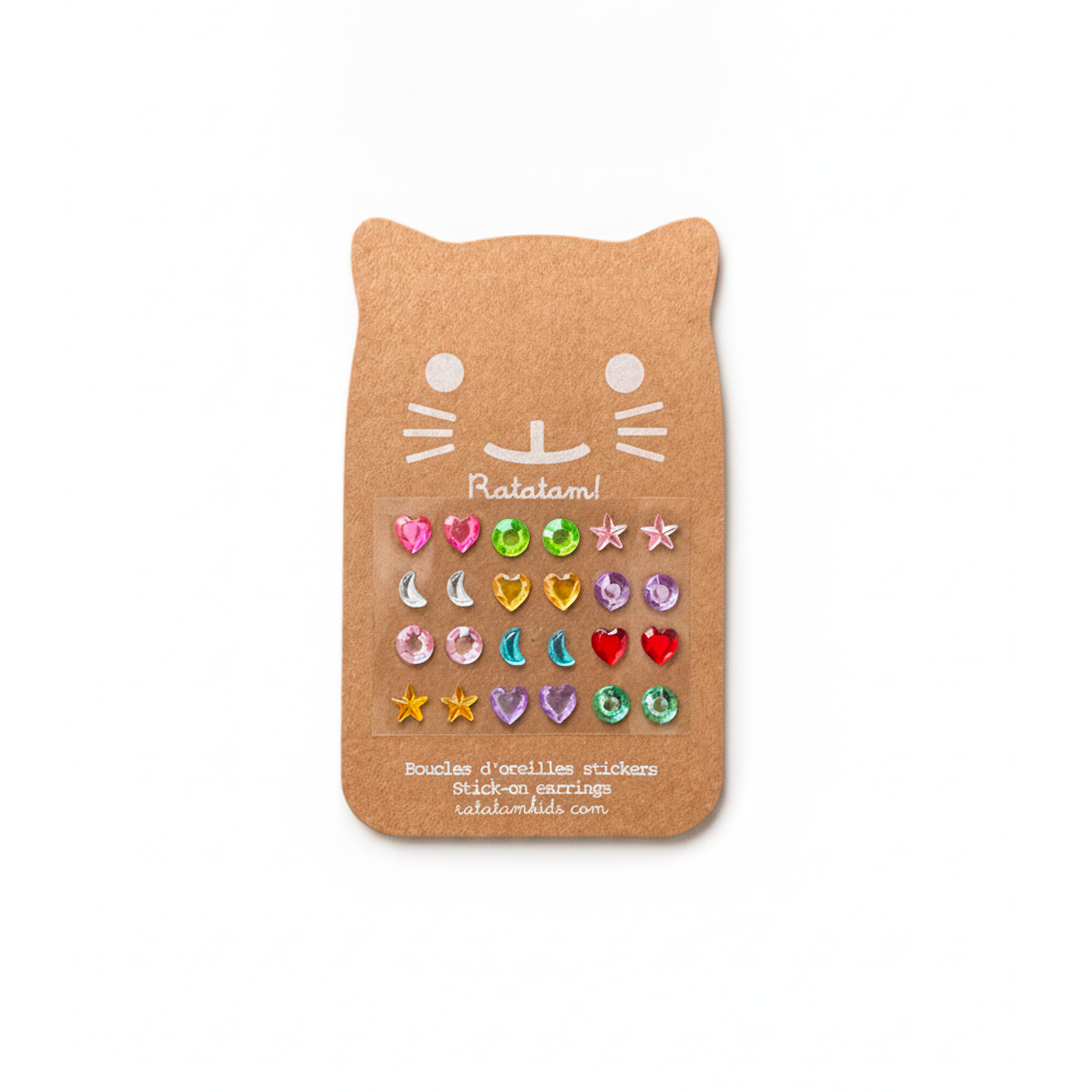 BOUCLE DOREILLES AUTOCOLLANTES DIAMANT MULTICO