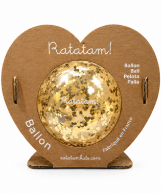 Balle mini coeur 10 cm - Dore