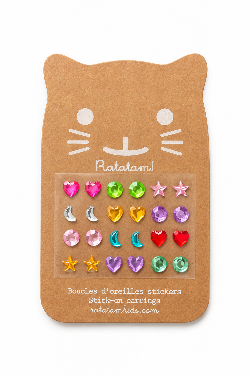 BOUCLE D'OREILLES AUTOCOLLANTES DIAMANT MIX