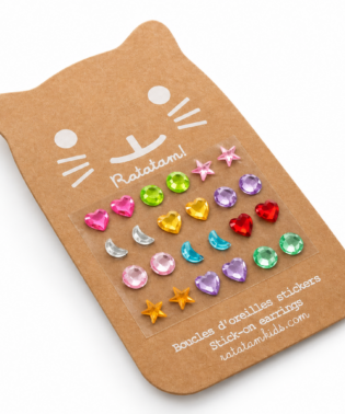 BOUCLE D'OREILLES AUTOCOLLANTES DIAMANT MIX