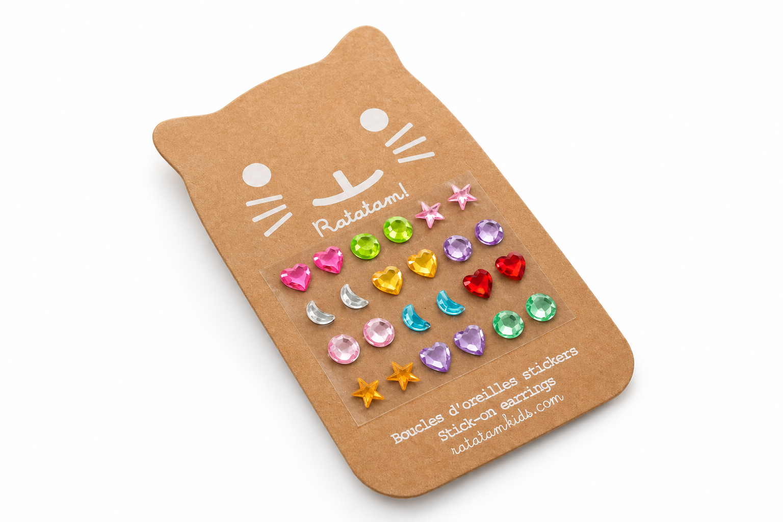 BOUCLE D'OREILLES AUTOCOLLANTES DIAMANT MIX