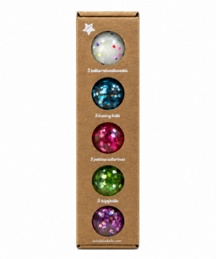 ETUI 5 BALLES REBONDISSANTES COEURS PAILLETTES JOUETS ENFANTS