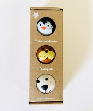 ETUI 3 BALLES REBONDISSANTES BANQUISES ANIMAUX JOUETS ENFANTS