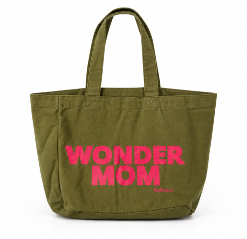FT-A030 GRAND CASBAS WONDER MOM KAKI GRANC CABAS EN COTON WONDER MOM SAC TOTE BAG FEMME MAMAN RATATAM
