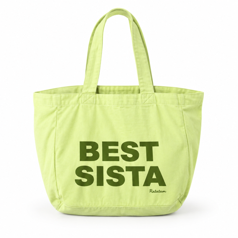 FT-A060 GRAND CABAS SISTA VERT GRAND CABAS EN COTON BEST SISTA VERT SAC TOTEBAG POUR FEMME MAMAN RATATAM