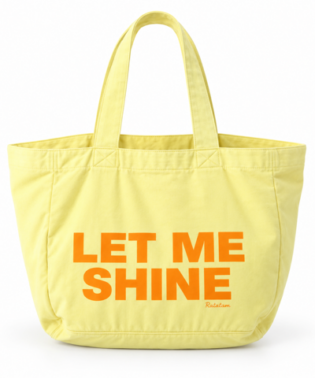 GRAND CABAS EN COTON JAUNE LET ME SHINE JAUNE ORANGE SAC TOTE BAG FEMME